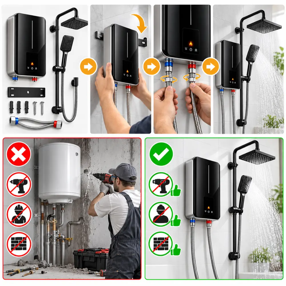 Montaje ThermoPulse en 4 pasos: sin fontanero, sin taladrar paredes